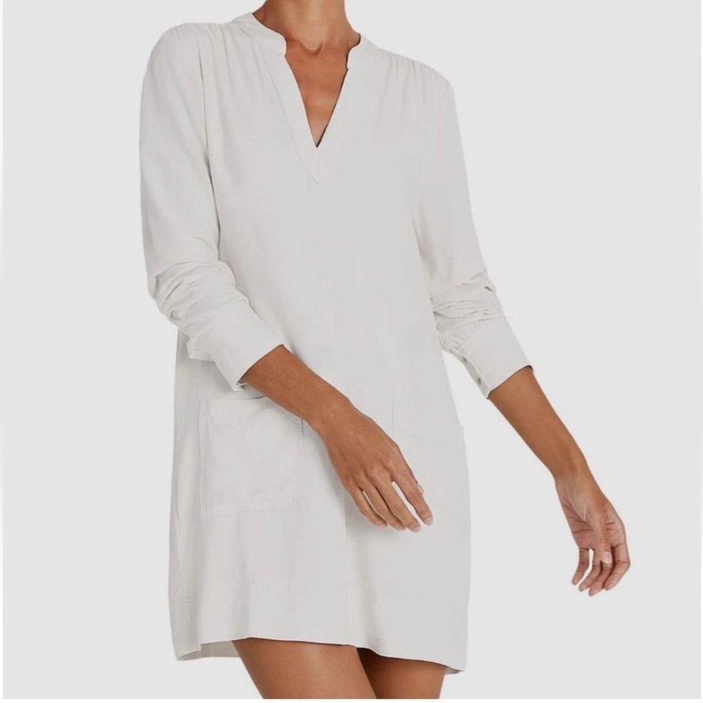 Soft Surroundings White Front Pockets Hippie Tunic‎ Top Shirt Large
